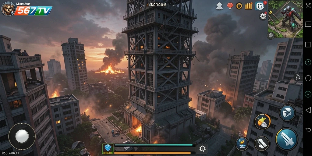 Screenshot gameplay 567TV menampilkan aksi menara defensif yang epik.