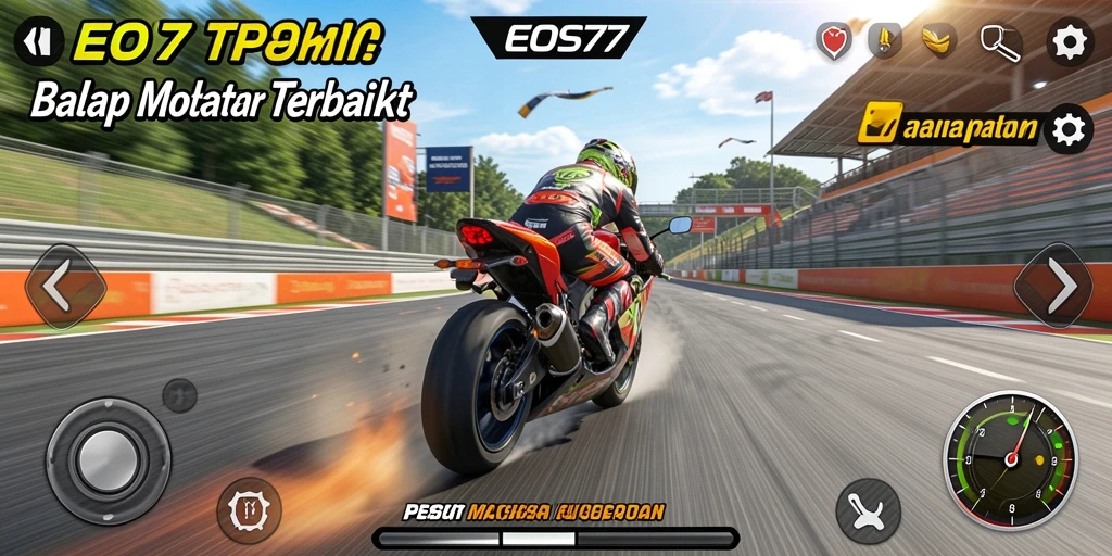 Gameplay mendebarkan di sirkuit balap motor.