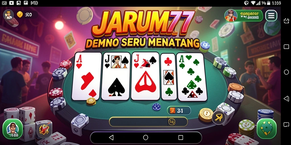 Tampilan gameplay seru dalam JARUM77 dengan teman-teman.