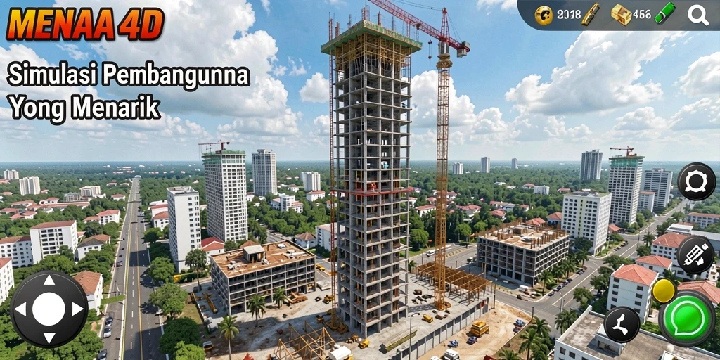 Tampilan gameplay MENARA4D dengan berbagai desain menara yang kreatif.