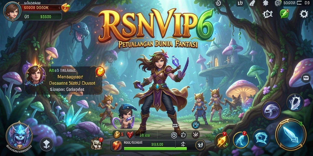 Tangkapan layar gameplay RSNVIP6 menunjukkan petualangan di dunia fantastis.