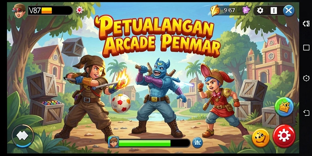 Tampilan menarik gameplay V87 dengan berbagai level penuh tantangan.