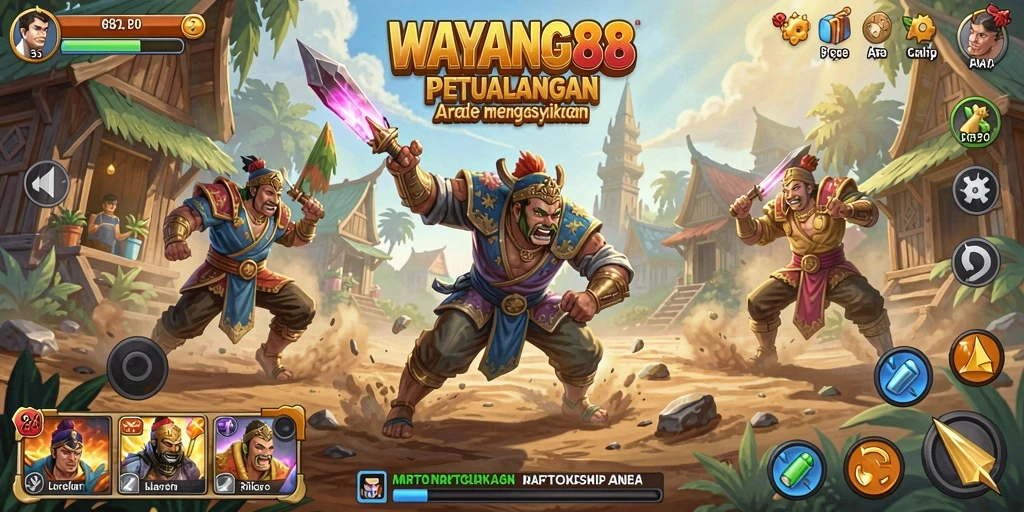 Gameplay seru WAYANG88 menampilkan aksi karakter wayang yang memikat.
